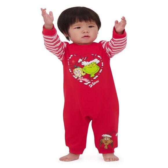 The Grinch Dr.Seuss Baby Grinch Printed Coverall, Red,3/6M- 24M - NWT